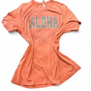 Bella + Canvas Orange ALOHA Graphic‎ Tee, Unisex Size XL